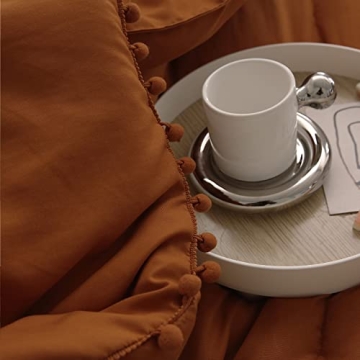 Burnt Orange Pom Poms Pillowcases Set of 2 - King Size