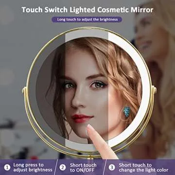 AMZTOLIFE Gold 10X Makeup Mirror with Lights and Swivel