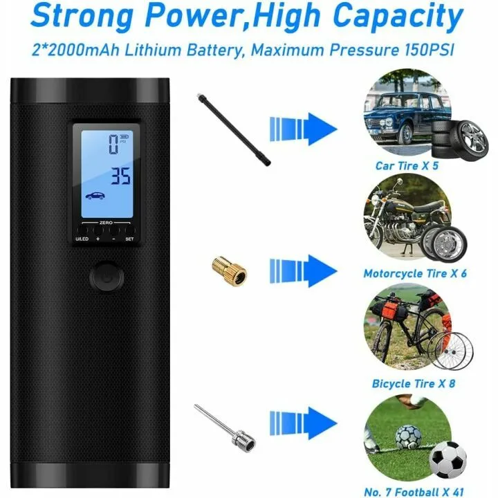 VEEAPE Portable Tire Inflator 150PSI LED Light