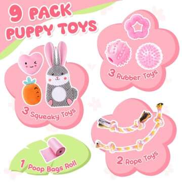 Zeaxuie Puppy Toy Set for Teething - 9 Pack Interactive Toys