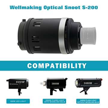 WELLMAKING Conical Snoot Bowens Mount Studio Lighting Accessory,4 Color Filters and 6 Gobos Included...