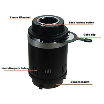 WELLMAKING Conical Snoot Bowens Mount Studio Lighting Accessory,4 Color Filters and 6 Gobos Included for Monolight Photography LED Light and Strobe Light Photographic Equipment. Not Include prime Lens