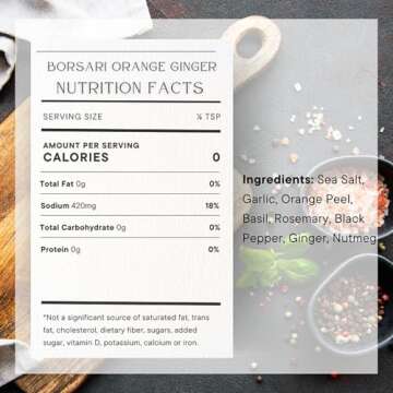 Borsari Orange Ginger Seasoned Salt - Gourmet Salt For Cooking With Orange Ginger and Herbs - Gluten...