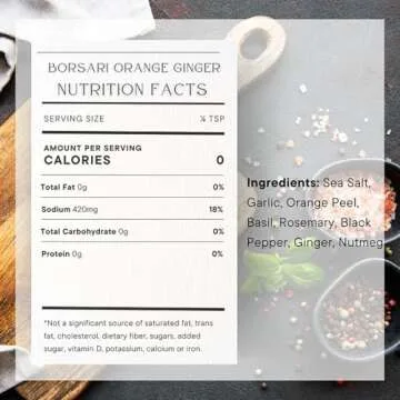 Borsari Orange Ginger Seasoned Salt - Gourmet Salt For Cooking With Orange Ginger and Herbs - Gluten...