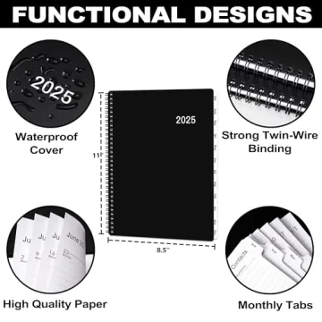 2025 Planner - 2025 Planner Weekly and Monthly from Jan. 2025 to Dec. 2025, Calendar Planner 2025 with Spiral Bound, 2025 Planner 8.5'' x 11''