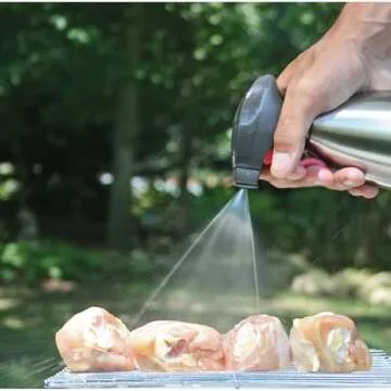 Evo 18/8 Stainless Steel Oil Sprayer, Non-Aerosol for Olive Oil, Cooking Oils, and Vinegars, Silver, 16-Ounce Capacity