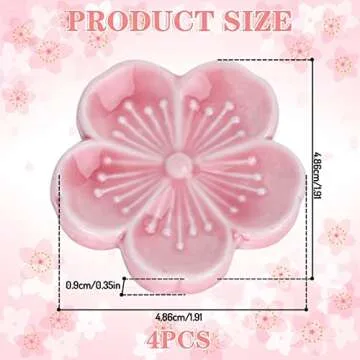 Whaline 4 Pieces Flower Coffee Spoon Rest Pink Cherry Blossom Ceramic Teaspoon Holder Home Table Dec...