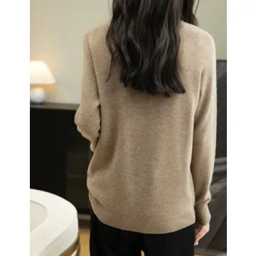 Chanyarn Women's 100% Merino Wool Sweater 2024 Fall Pullover Crewneck Long Sleeve Seamless Knit Soft Cashmere Style Winter Warm Sweater (Tan,L)