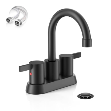 Phiestina Matte Black Bathroom Faucet with 360 Swivel Spout