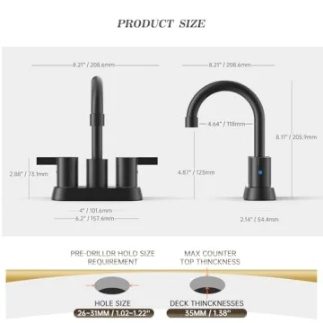Modern Matte Black Bathroom Faucet for Stylish Spaces