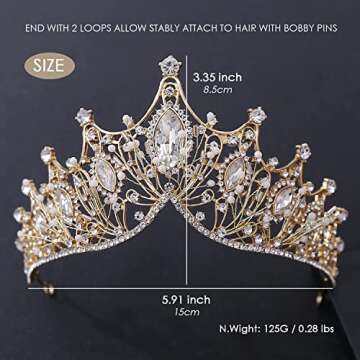 Wedding Crown for Bride Rhinestone Princess tiara for Women Prom Queen Crown Pageant-Bridal Wedding Crown Women's Fashion Headbands