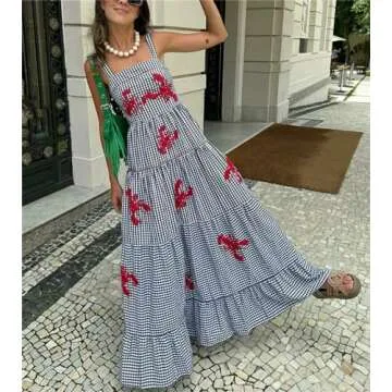Embroidered Summer Maxi Dress for Women by Yuemengxuan