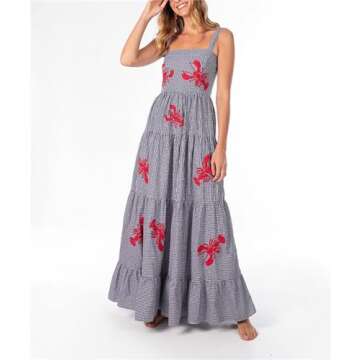 Embroidered Summer Maxi Dress for Women by Yuemengxuan