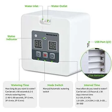 Automatic Irrigation System, DIY Automatic Drip Irrigation Kit Self Watering System with Timer, USB Power Operation & 30-Day Programming Vacation Plant Watering Devices for Indoor Potted Plants