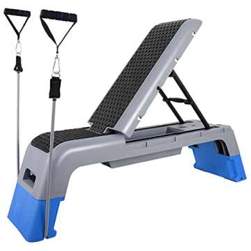 ANT MARCH Aerobic Deck Adjustable Workout Aerobic Stepper Step Bench Platform Adjustable Exercise Bench Fitness Deck Stepper for Exercise Home Gym Aerobic Step Incline Strength Training