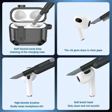 RFUNGUANGO AirPods 3rd Gen Case with Cleaner Kit - Black