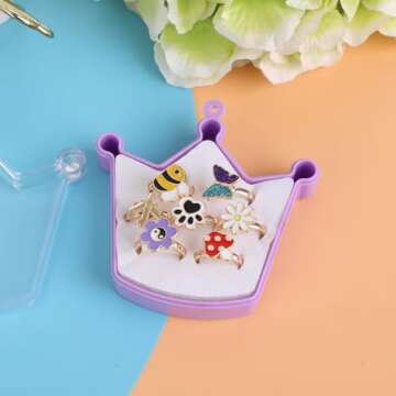 MJartoria 7Pcs Fidget Rings for Anxiety, Butterfly Flower Stainless Steel Spinner Ring Set Mood Ring...