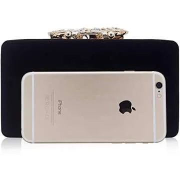 Dexmay Unique Velvet Clutch with Rhinestone Crystal Butterfly Clasp Women Evening Bag for Formal Par...
