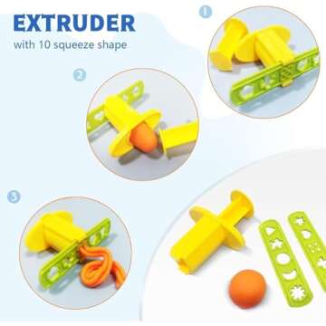 Dough Tools Play for Kids-Dough Accessories Molds Dinosaur Fruit Roller Cutter Scissor and Storage Box, Party Favors Set for Age 3+