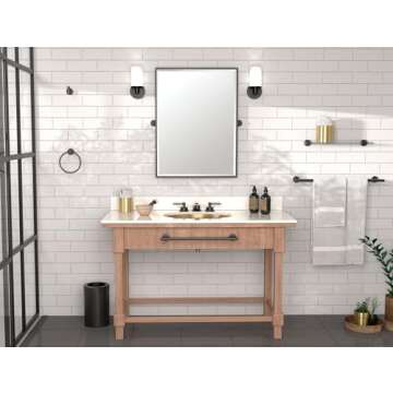 Gatco Modern Round Waste Basket and Toilet Brush Set, Matte Black- Stainless Steel Trash Can with Removable Lid, Leakproof, 3 Gallon Capacity for Bathroom, Bedroom, Kitchen, or Office