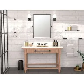 Gatco Modern Round Waste Basket and Toilet Brush Set, Matte Black- Stainless Steel Trash Can with Removable Lid, Leakproof, 3 Gallon Capacity for Bathroom, Bedroom, Kitchen, or Office