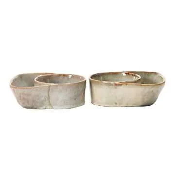 Unique Stoneware Cracker & Soup Bowl with Reactive Glaze