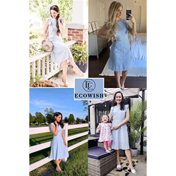 ECOWISH Elegant A-Line Midi Dress for Summer Events