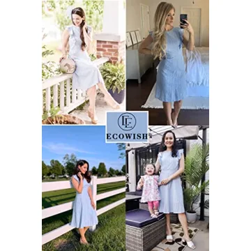 ECOWISH Elegant A-Line Midi Dress for Summer Events