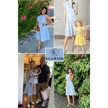 ECOWISH Elegant A-Line Midi Dress for Summer Events