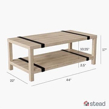 Elegant Stead Farmhouse Rectangular Coffee Table - 2024 Collection