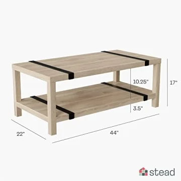 Elegant Stead Farmhouse Rectangular Coffee Table - 2024 Collection