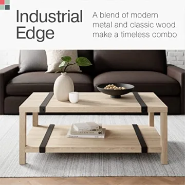 Elegant Stead Farmhouse Rectangular Coffee Table - 2024 Collection