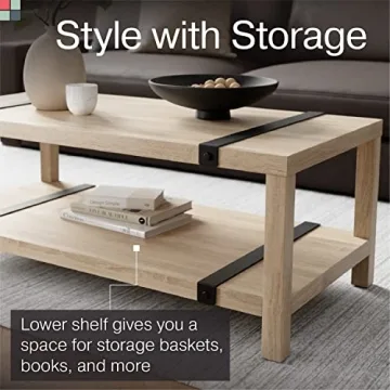 Elegant Stead Farmhouse Rectangular Coffee Table - 2024 Collection