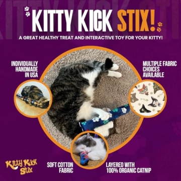 15" Handmade Kitty Kick Stix Catnip Toy Set for Cats