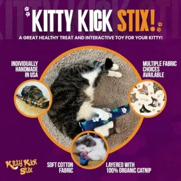 15" Handmade Kitty Kick Stix Catnip Toy Set for Cats