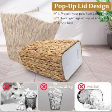 Oranwell Small Trash Can with Lid, 3 Gallon Slim Trash Garbage Can Narrow Rubbish Waste Bin Basket w...