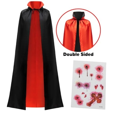 Unisex Vampire Costume Cape & Tattoo for Halloween Fun