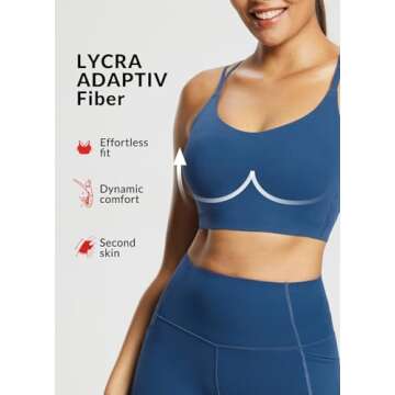 BALEAF Freeleaf Women's Sports Bra Longline Padded Yoga Bra Low Impact Strap Workout Crop Tank Tops Gibraltar Sea L-XL
