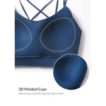 BALEAF Freeleaf Women's Sports Bra Longline Padded Yoga Bra Low Impact Strap Workout Crop Tank Tops Gibraltar Sea L-XL