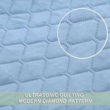 Exclusivo Mezcla Ultrasonic Reversible Full Queen Quilt Bedding Set with Pillow Shams, Lightweight Quilts Queen Size, Soft Bedspreads Bed Coverlets for All Seasons - (Sky Blue, 90"x96")