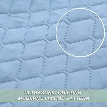 Exclusivo Mezcla Ultrasonic Reversible Full Queen Quilt Bedding Set with Pillow Shams, Lightweight Quilts Queen Size, Soft Bedspreads Bed Coverlets for All Seasons - (Sky Blue, 90"x96")