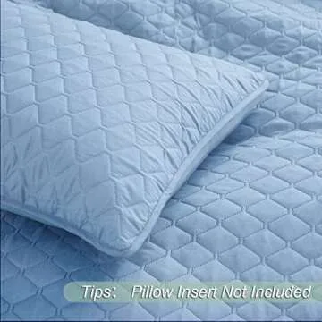 Exclusivo Mezcla Ultrasonic Reversible Full Queen Quilt Bedding Set with Pillow Shams, Lightweight Quilts Queen Size, Soft Bedspreads Bed Coverlets for All Seasons - (Sky Blue, 90"x96")