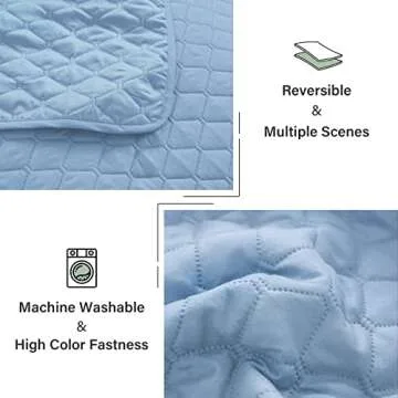 Exclusivo Mezcla Ultrasonic Reversible Full Queen Quilt Bedding Set with Pillow Shams, Lightweight Quilts Queen Size, Soft Bedspreads Bed Coverlets for All Seasons - (Sky Blue, 90"x96")