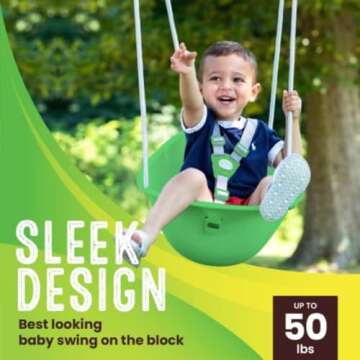 Swurfer Coconut Toddler Swing – Comfy Baby Swing Outdoor, 3-Point Adjustable Safety Harness, Secur...