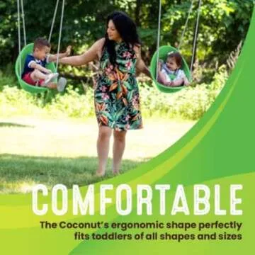 Swurfer Coconut Toddler Swing – Comfy Baby Swing Outdoor, 3-Point Adjustable Safety Harness, Secure, Safe Quick Click Locking System, Blister-Free Rope, Ages 9 Mos and Up, Green