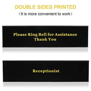 Boao Desk Service Dinner Bell Metal Silver Call Bell and Double Side No Receptionist Sign Please Ring Sign for Service Assistance for Hotel School Restaurant Reception Area(Yellow Bell)