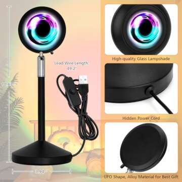 Streamlet Sunset Lamp with APP Control and Remote Control, Multicolor Colors Night Light for Living Room Decor, Bedroom, Holiday Decoration, Gift for Halloween, Christmas, Birthday, etc