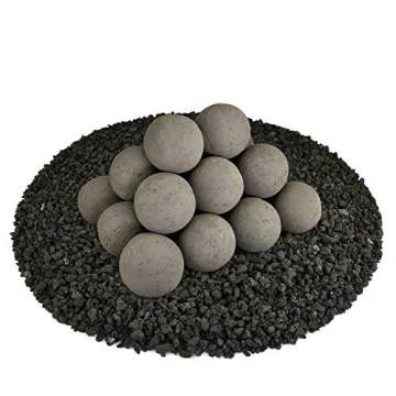Set of 20 Ceramic Fire Balls | Decorative Modern Accessories for Fire Pits in Charcoal Gray