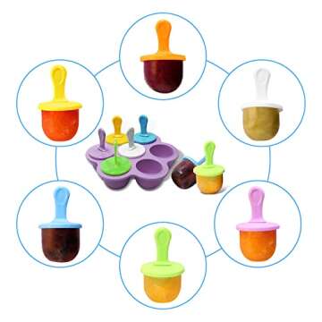 Silicone Popsicle Molds 7-cavity DIY Ice Pop Mold with Colorful Sticks For egg biting ice cream mold...