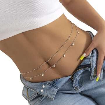 2Pcs Summer Beaded Waist Chain Metal Bikini Multi-Layer Waist Belly Chain Sexy Beach Beads Body Chai...